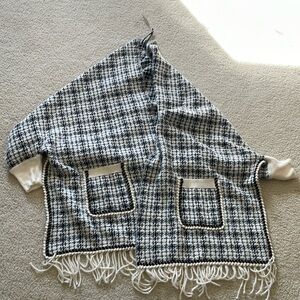 NWT shawl with sleeves, gold, black, and cream